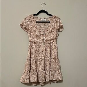 Petal & Pup Floral Mini Dress in Cream and Brown